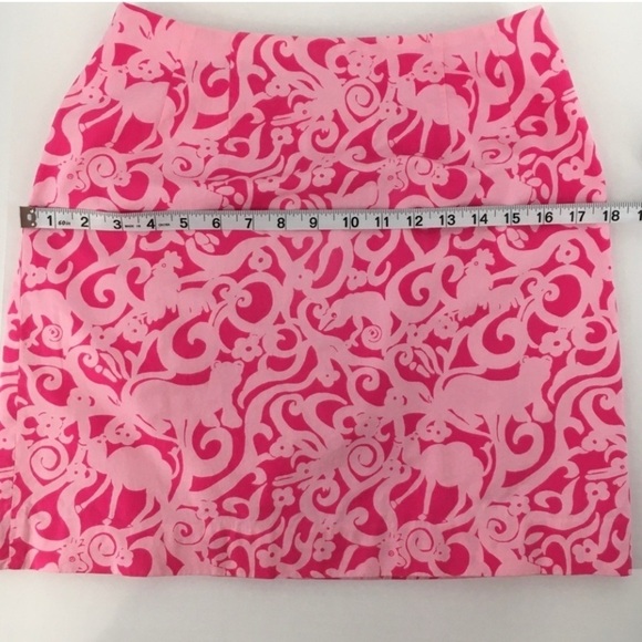 Lilly Pulitzer Pink 7Cs Animal Print Preppy Fun Resort Vacation Casual Skirt Sz2 - Picture 13 of 15